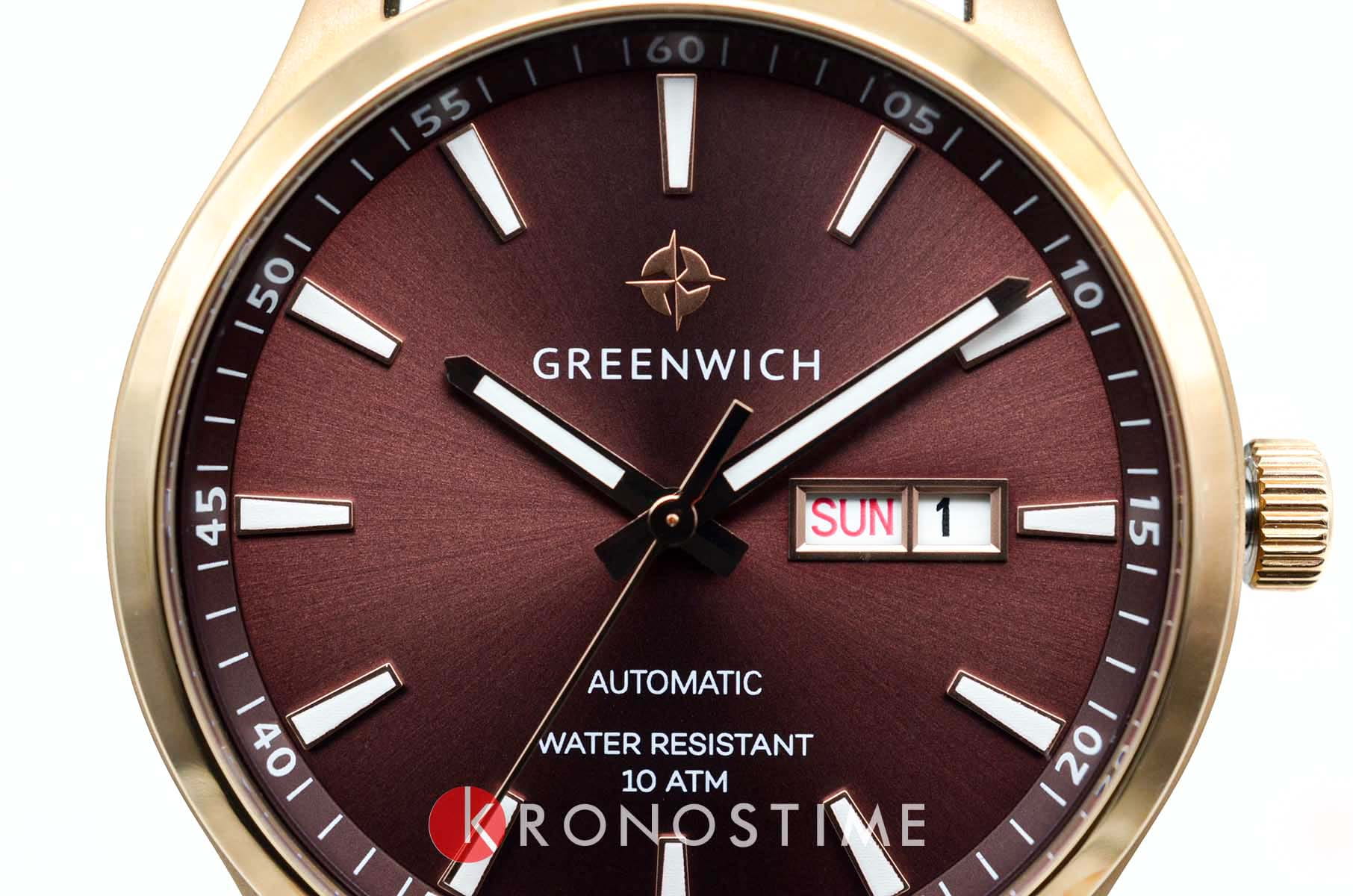 Greenwich Greenwich Good Luck GW 054.42.32 механические мужские часы часы крупный план коричневый циферблата